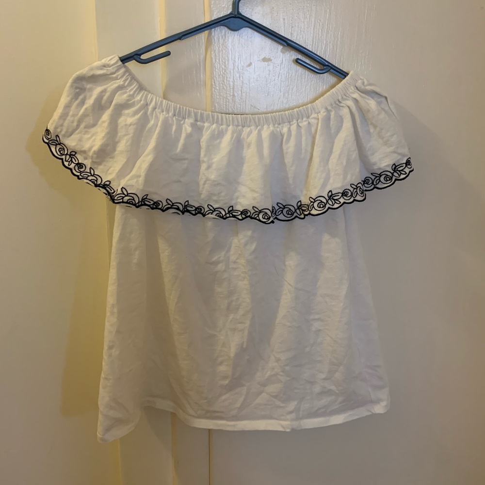 J. Crew White Off the Shoulder Knit Top